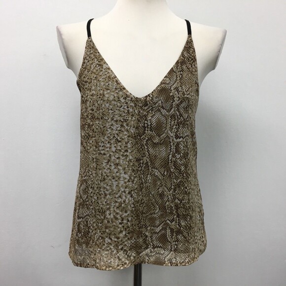 Violet Women's Top Small Brown Multi-Color Snake Print Spaghetti Straps - Picture 1 of 7